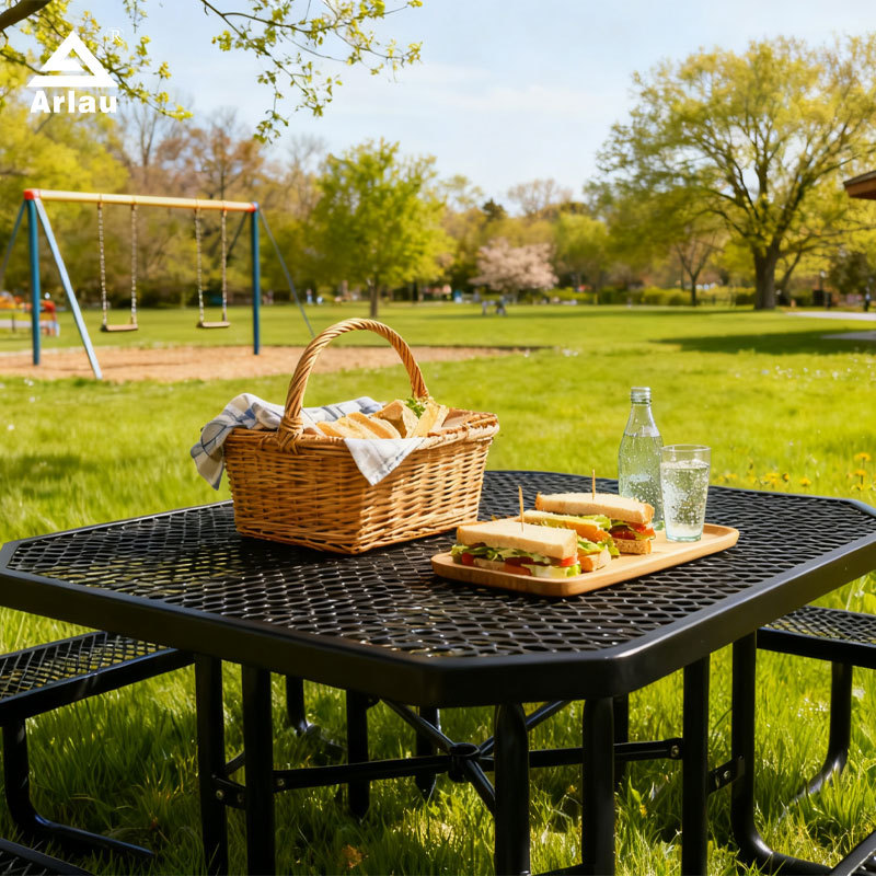 yalau - 46 Inch Heavy-Duty Square Picnic Table Black