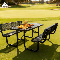 Rectangular Picnic Table with Backrest Metal Mesh 6ft Arlau
