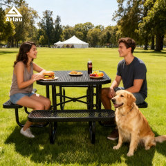 yalau - 46 Inch Heavy-Duty Square Picnic Table Black