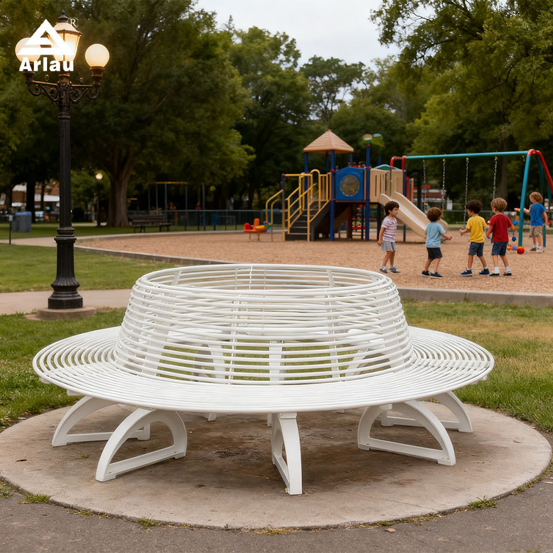Circular Outdoor Lounge Bench - Multi-Person Round Park Seating