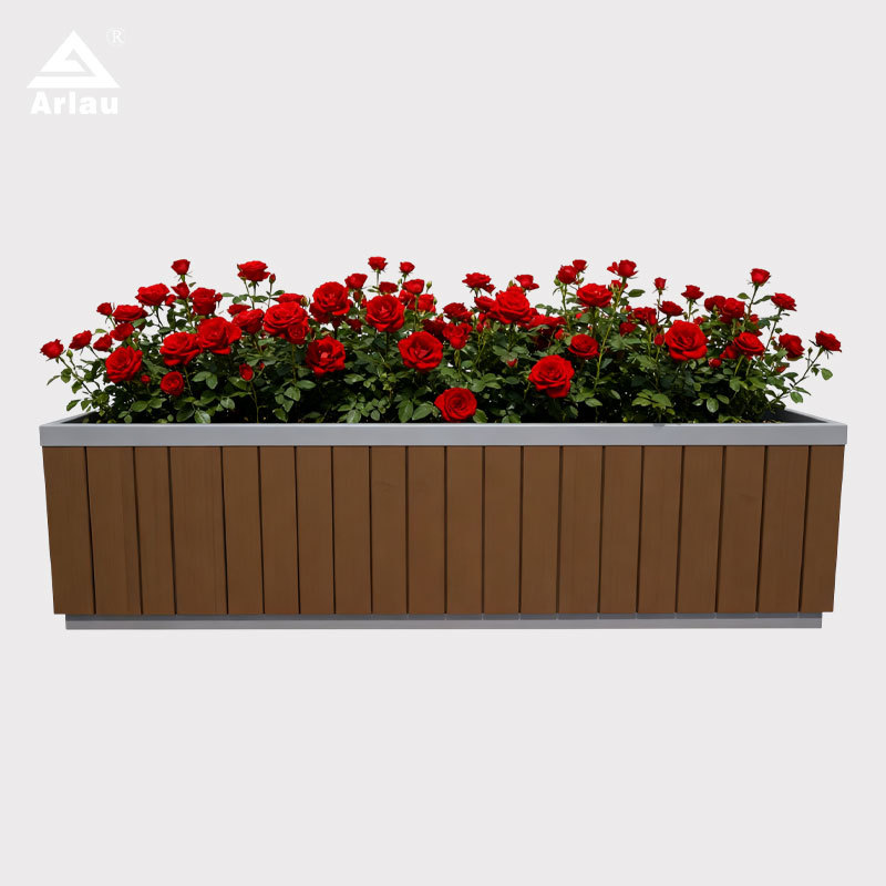 Elastic Rectangular Wooden Planter with Steel Liner 150L