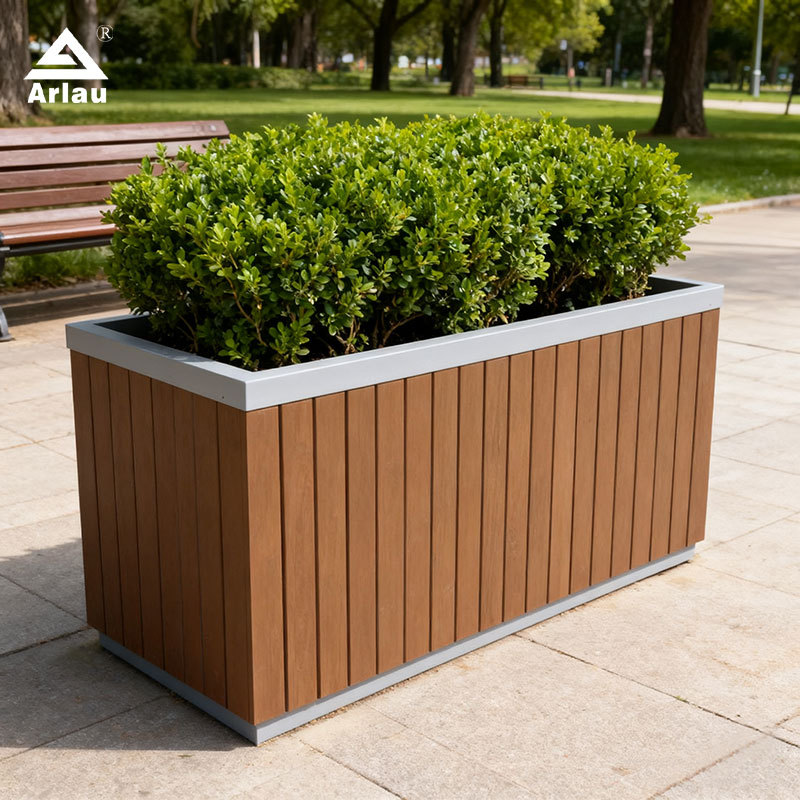 Elastic Rectangular Wooden Planter with Steel Liner 150L