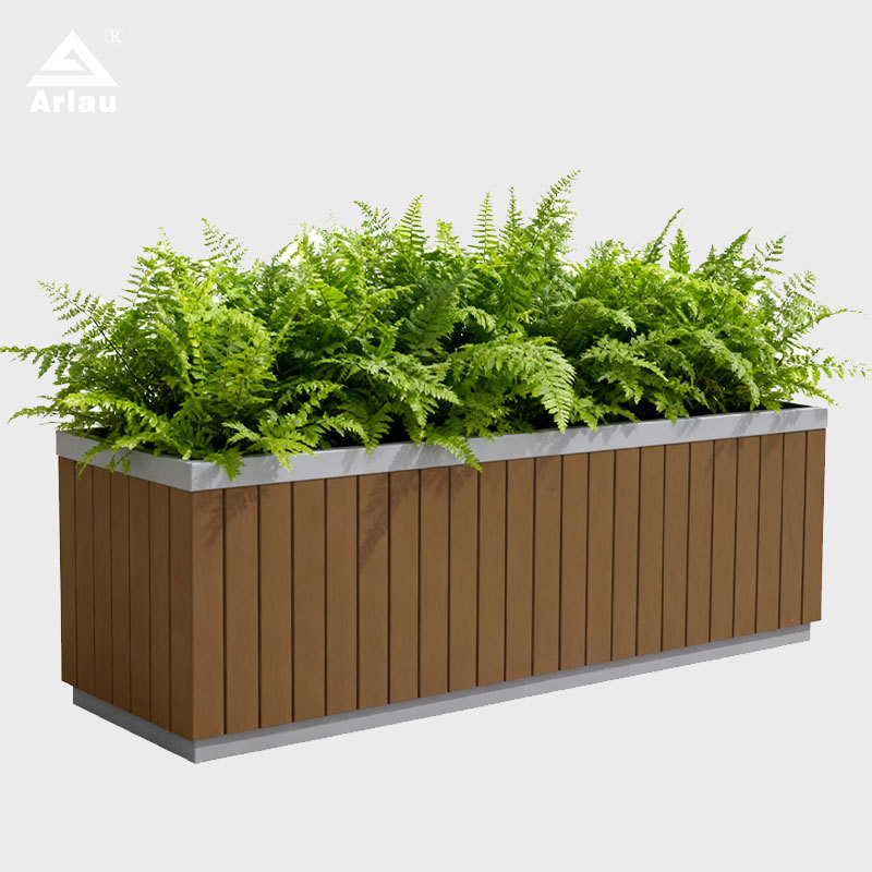 Elastic Rectangular Wooden Planter with Steel Liner 150L
