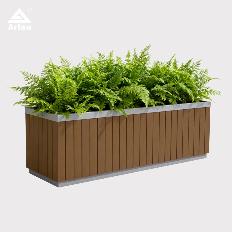 Elastic Rectangular Wooden Planter with Steel Liner 150L
