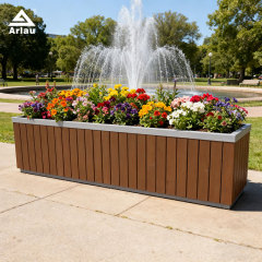 Elastic Rectangular Wooden Planter with Steel Liner 150L