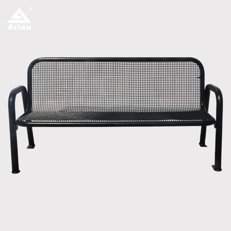 Outdoor Metal Park Bench with Backrest - Thermoplastic Steel - Arlau