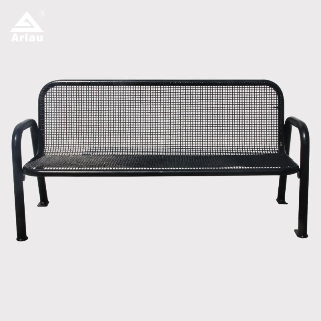 Outdoor Metal Park Bench with Backrest - Thermoplastic Steel - Arlau