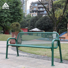 Outdoor Metal Park Bench with Backrest - Thermoplastic Steel - Arlau