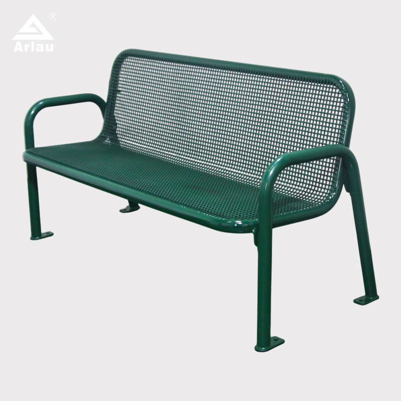 Outdoor Metal Park Bench with Backrest - Thermoplastic Steel - Arlau