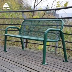 Outdoor Metal Park Bench with Backrest - Thermoplastic Steel - Arlau