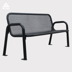 Outdoor Metal Park Bench with Backrest - Thermoplastic Steel - Arlau