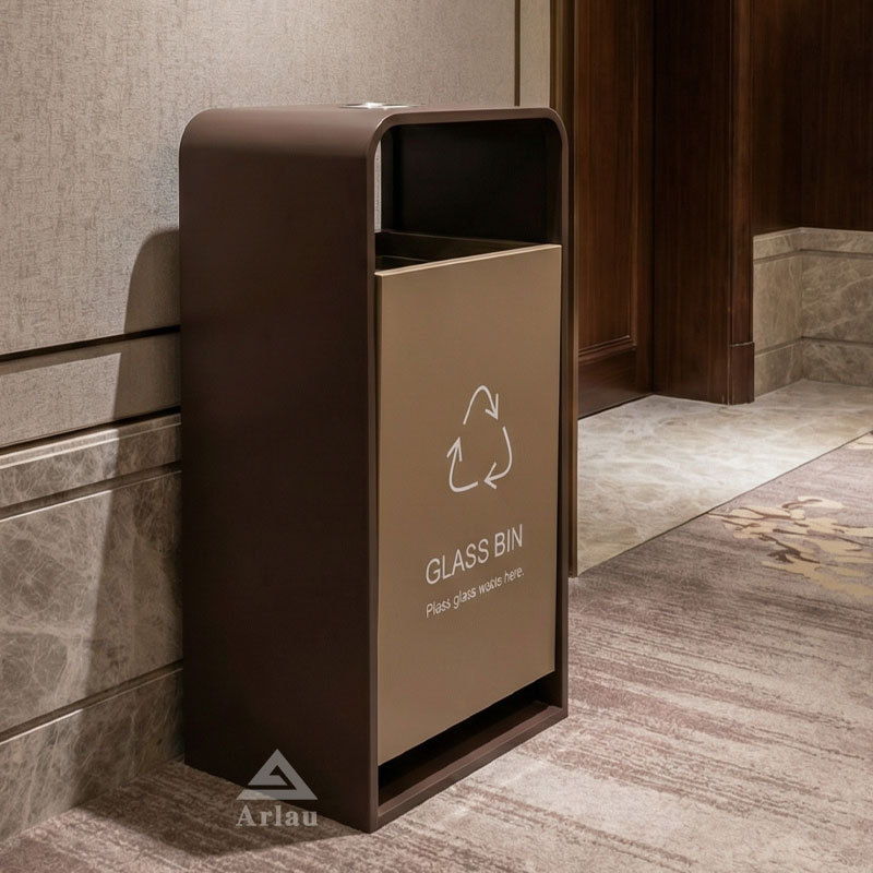 Luxury 304 Stainless Steel Trash Can - Hotel Outdoor Waste Bin - yalau