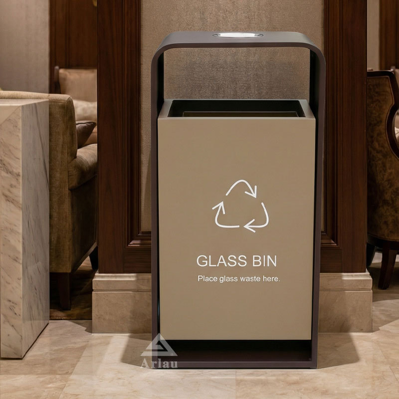 Luxury 304 Stainless Steel Trash Can - Hotel Outdoor Waste Bin - yalau