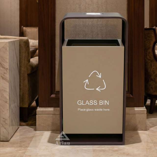 Luxury 304 Stainless Steel Trash Can - Hotel Outdoor Waste Bin - yalau