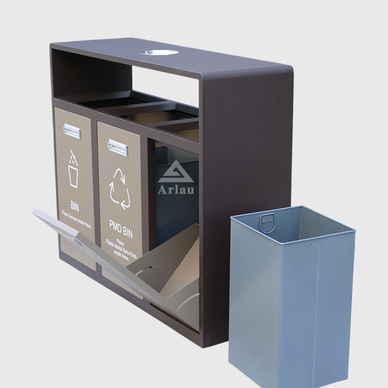 Durable 3-Category Hotel Trash Can - Custom Outdoor Recycling Bin