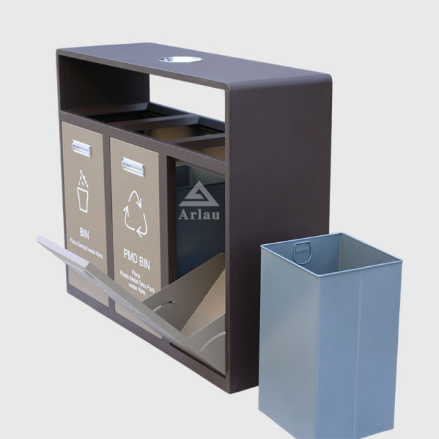 Durable 3-Category Hotel Trash Can - Custom Outdoor Recycling Bin