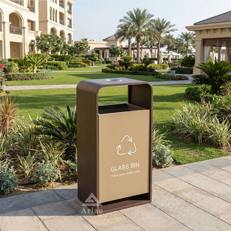 Luxury 304 Stainless Steel Trash Can - Hotel Outdoor Waste Bin - yalau