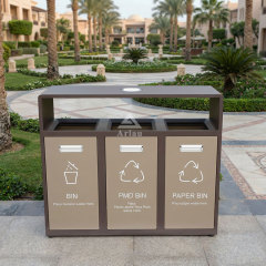 Durable 3-Category Hotel Trash Can - Custom Outdoor Recycling Bin