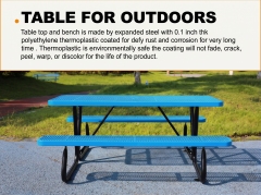 Rectangular Expanded Metal Picnic Table with Attached Benches