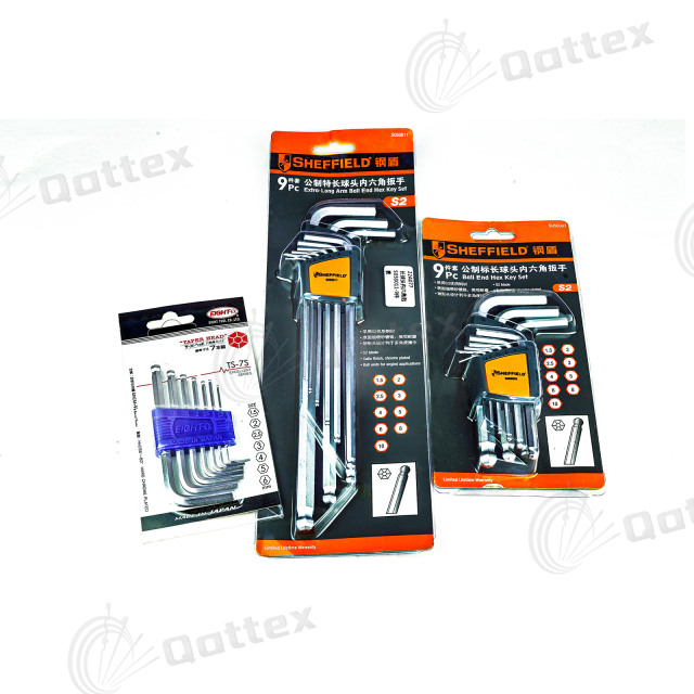 Extra-Long Arm Boll End Hex Key Set Textile Common Tools