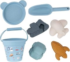 Silicone Beach Toys Sand Toys Beach Bucket with Sand Sifters Lid 4 Sand Molds Shovels Sandbox Toys Travel and Eco-Friendly Snow Toys Set for Baby Kids Toddlers