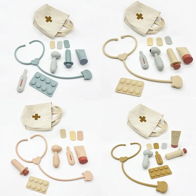 Play doctor anywhere with the most versatile and practical Doctor Play Set made of 100% silicone