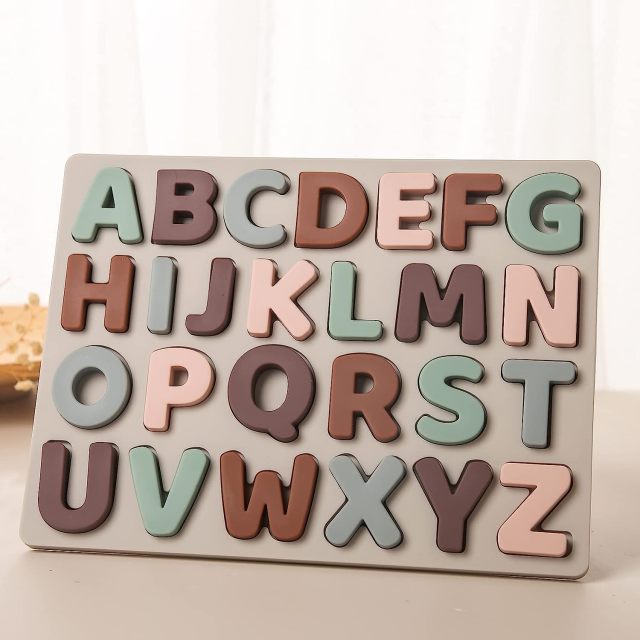 Silicone Alphabet Puzzle Montessori ABC Letter Toy Board for Kids Preschool Boys