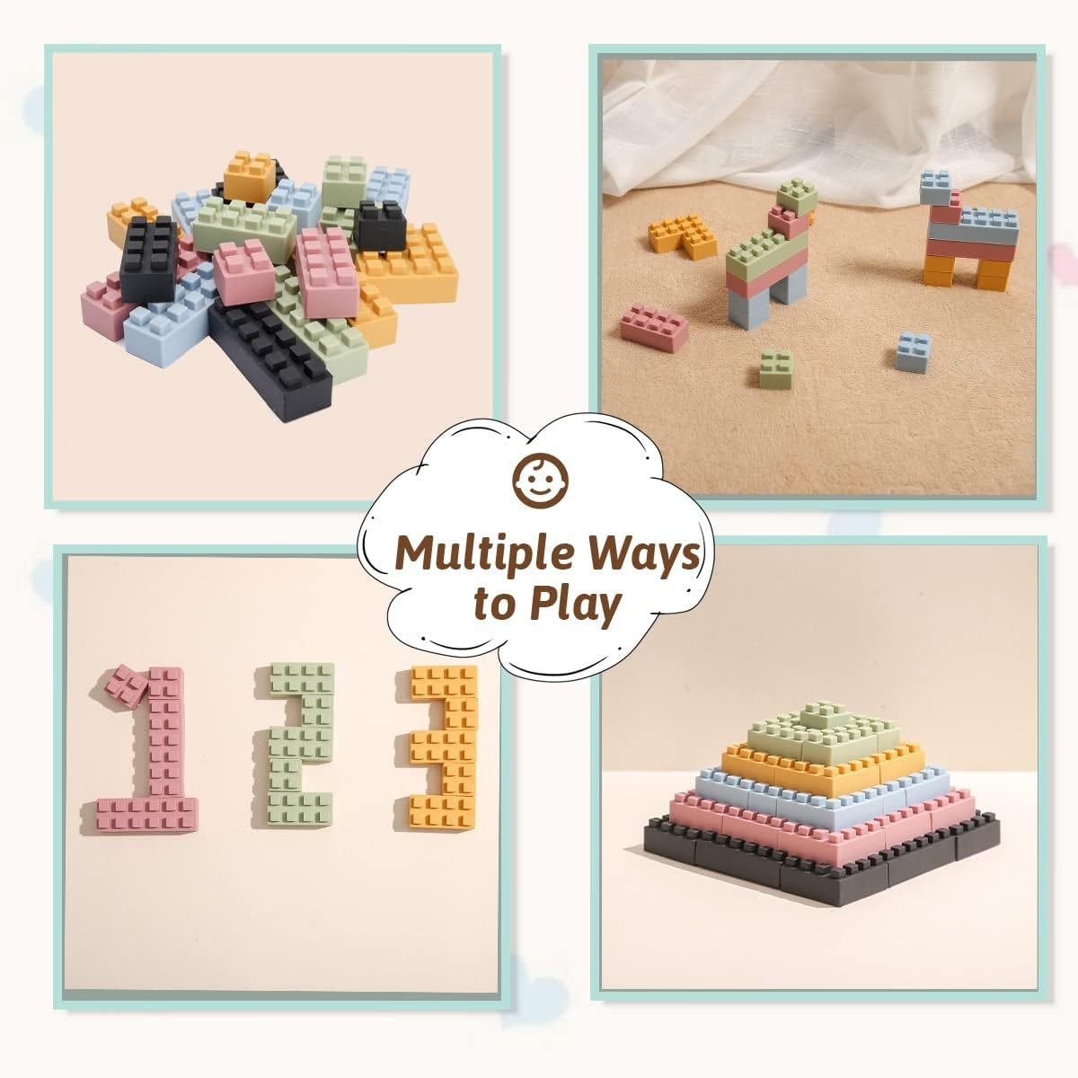 Children's Silicone Building Blocks Safe and Chewable Soft