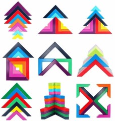 13-Pcs Colorful Stacker Triangle Square Building Block Set