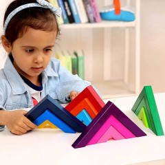 13-Pcs Colorful Stacker Triangle Square Building Block Set