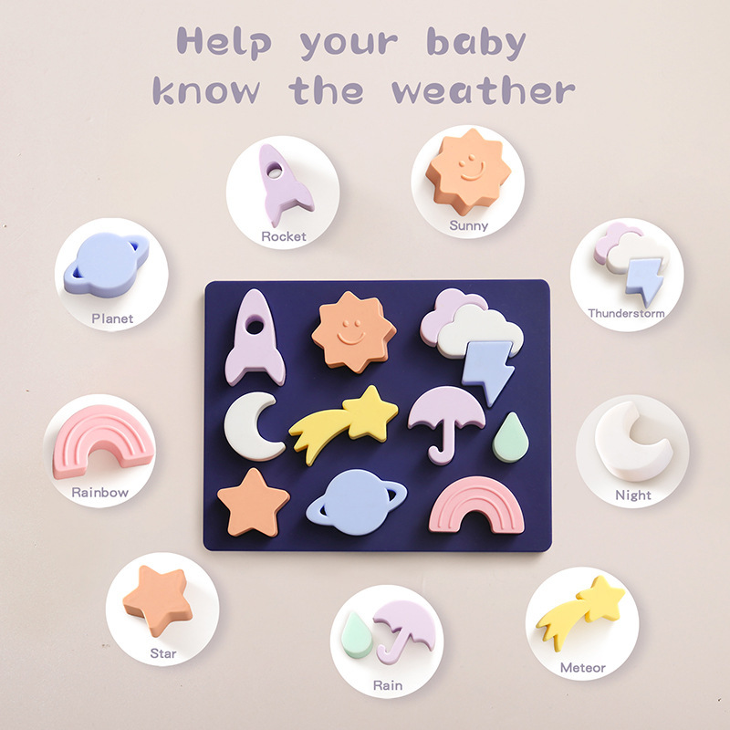 Babe Silicone Weather Shape Puzzle Toys for Toddlers