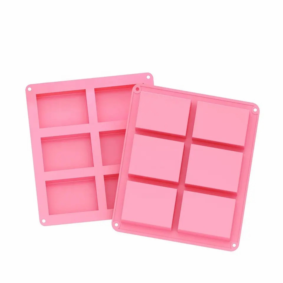 6 Cavities Rectangle Silicone Soap Mold