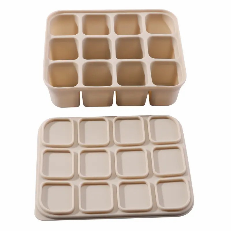 Silicone Baby Food Freezer Tray with Clip-on Lid