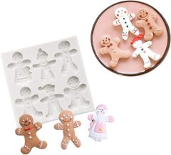 Christmas Fondant Molds, Xmas Cake Cupcake Decoration Silicone Chocolate Candy Mold, Christmas Tree/Gingerbread Man/Reindeer/Snowflake/Santa Claus Xmas Decor Resin Clay Molds