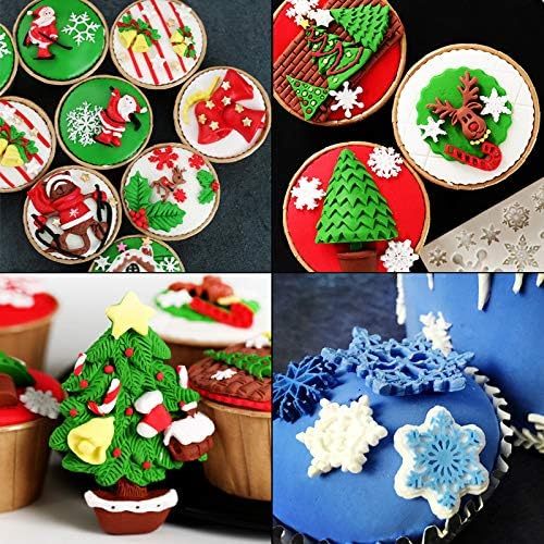 Christmas Fondant Molds, Xmas Cake Cupcake Decoration Silicone Chocolate Candy Mold, Christmas Tree/Gingerbread Man/Reindeer/Snowflake/Santa Claus Xmas Decor Resin Clay Molds