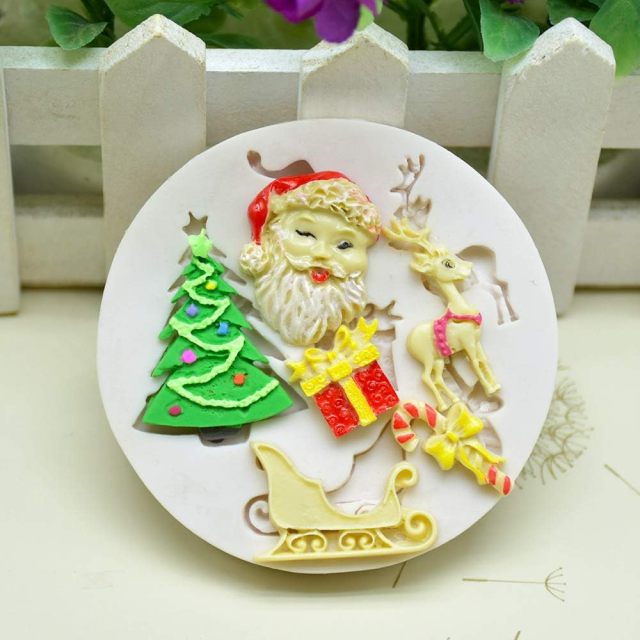 Christmas Fondant Molds, Xmas Cake Cupcake Decoration Silicone Chocolate Candy Mold, Christmas Tree/Gingerbread Man/Reindeer/Snowflake/Santa Claus Xmas Decor Resin Clay Molds