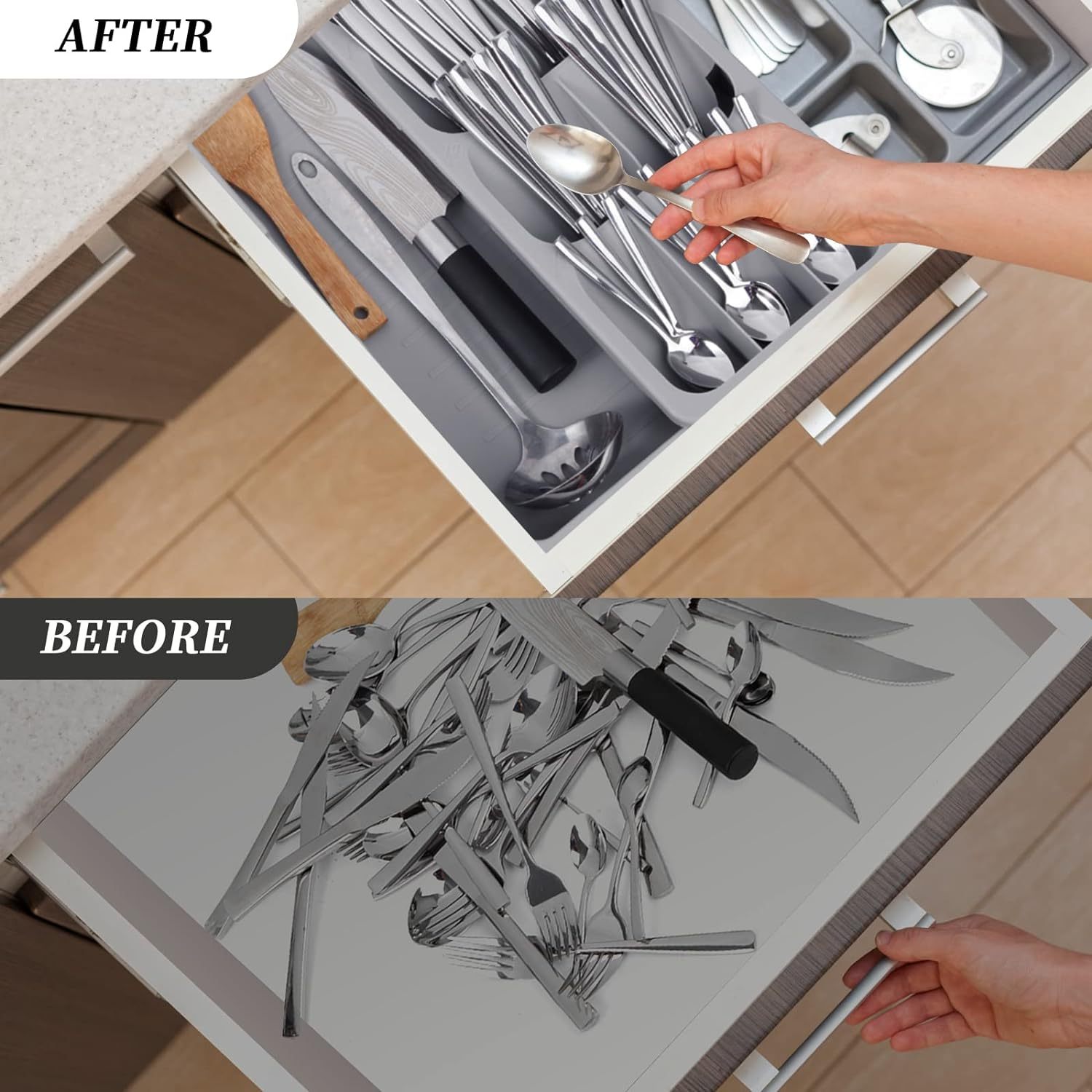Silicone Silverware Drawer Organizer