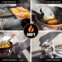Silicone Oven Mitts and Pot Holders Sets