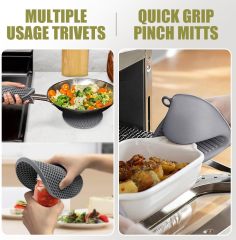 Silicone Oven Mitts and Pot Holders Sets