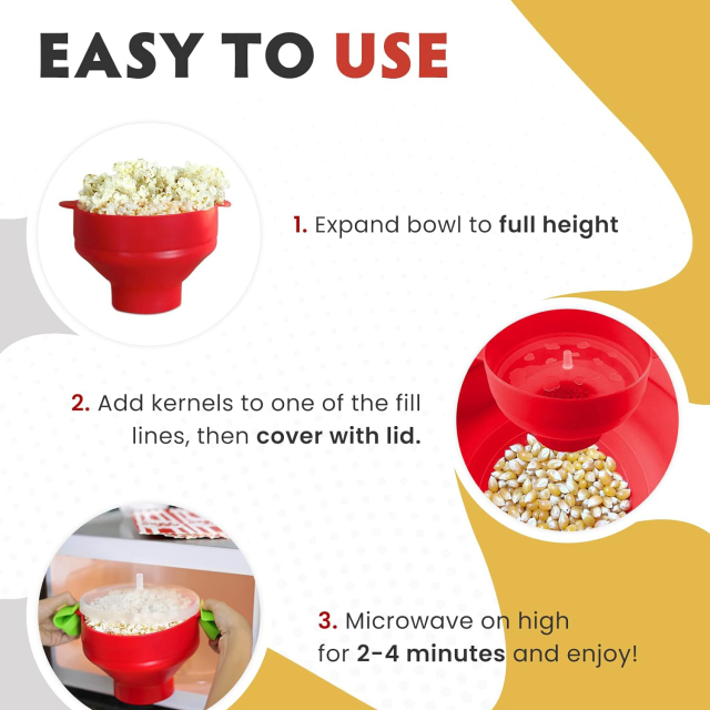 Microwaveable Silicone Popcorn Popper