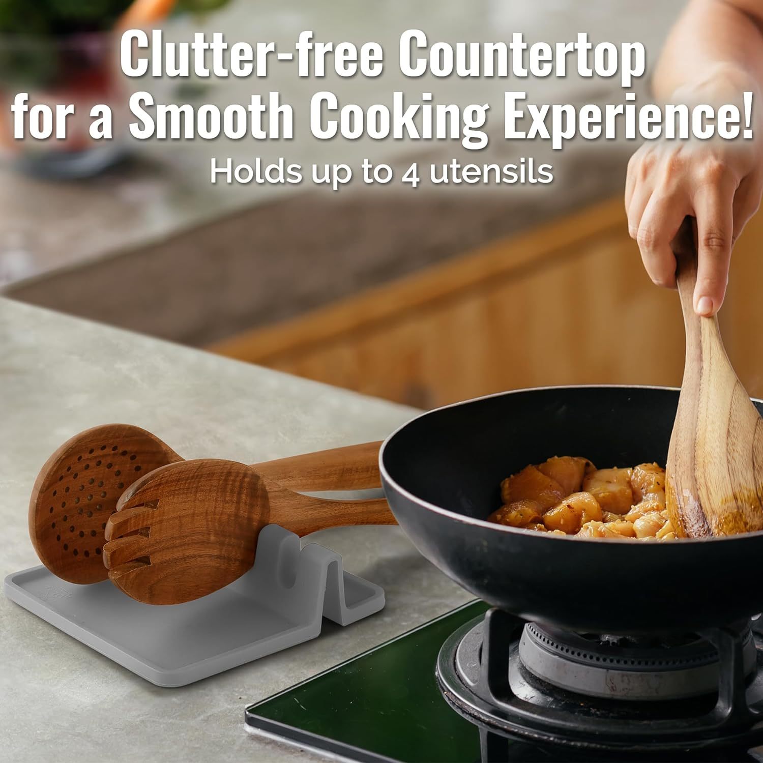 Silicone Utensil Rest with Drip Pad for Multiple Utensils