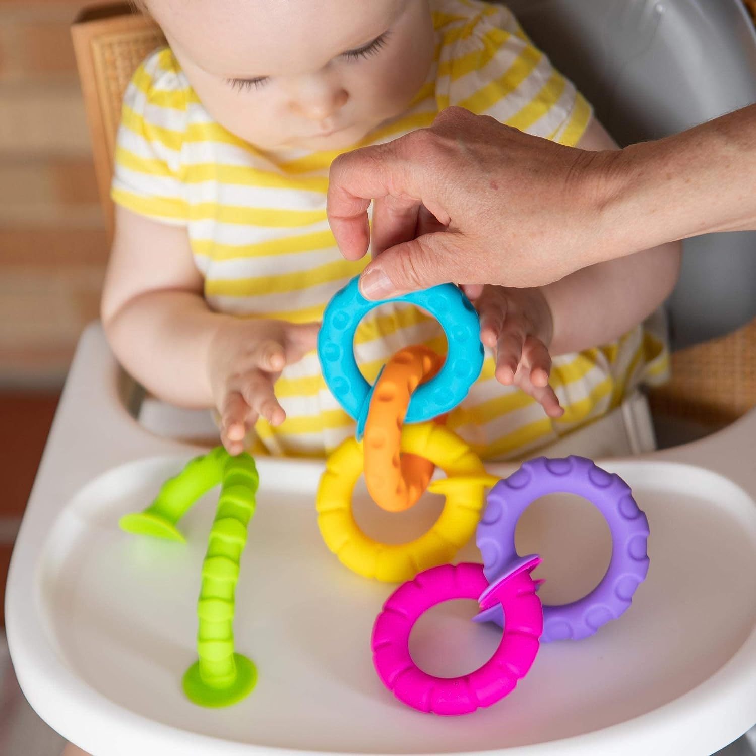 Silicone Ringlets Baby Toys,Hot Sale Silicone Ringlets Baby Toys, Silicone Suction Toys Ringlets teether Baby Toys Gifts for Ages 1 to 7
