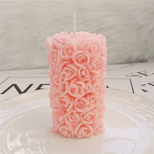Cylinder Rose Flower Silicone Candle Mold,Cylinder Rose Flower Silicone Candle Mold for Handmade Soap, Bath Bomb, Lotion bar, Crayon, Wax, Polymer Clay