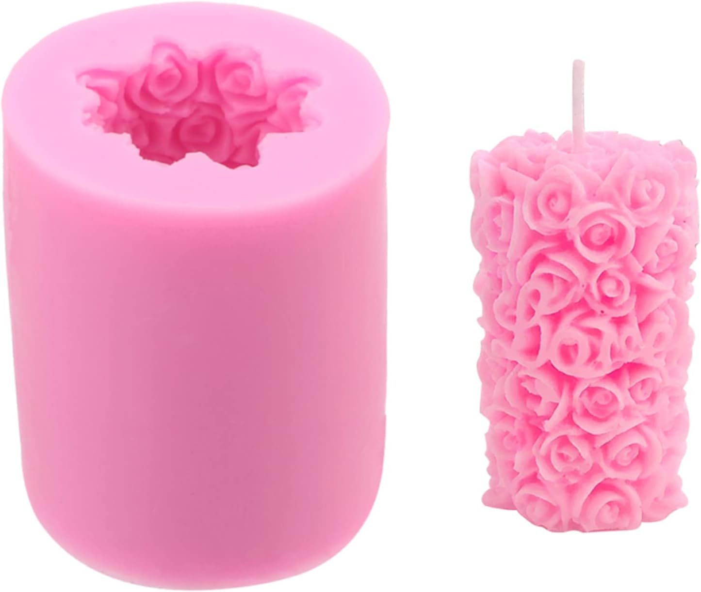 Cylinder Rose Flower Silicone Candle Mold,Cylinder Rose Flower Silicone Candle Mold for Handmade Soap, Bath Bomb, Lotion bar, Crayon, Wax, Polymer Clay