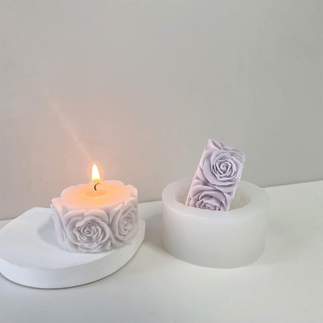 Rose Flower Column Candle Silicone Molds
