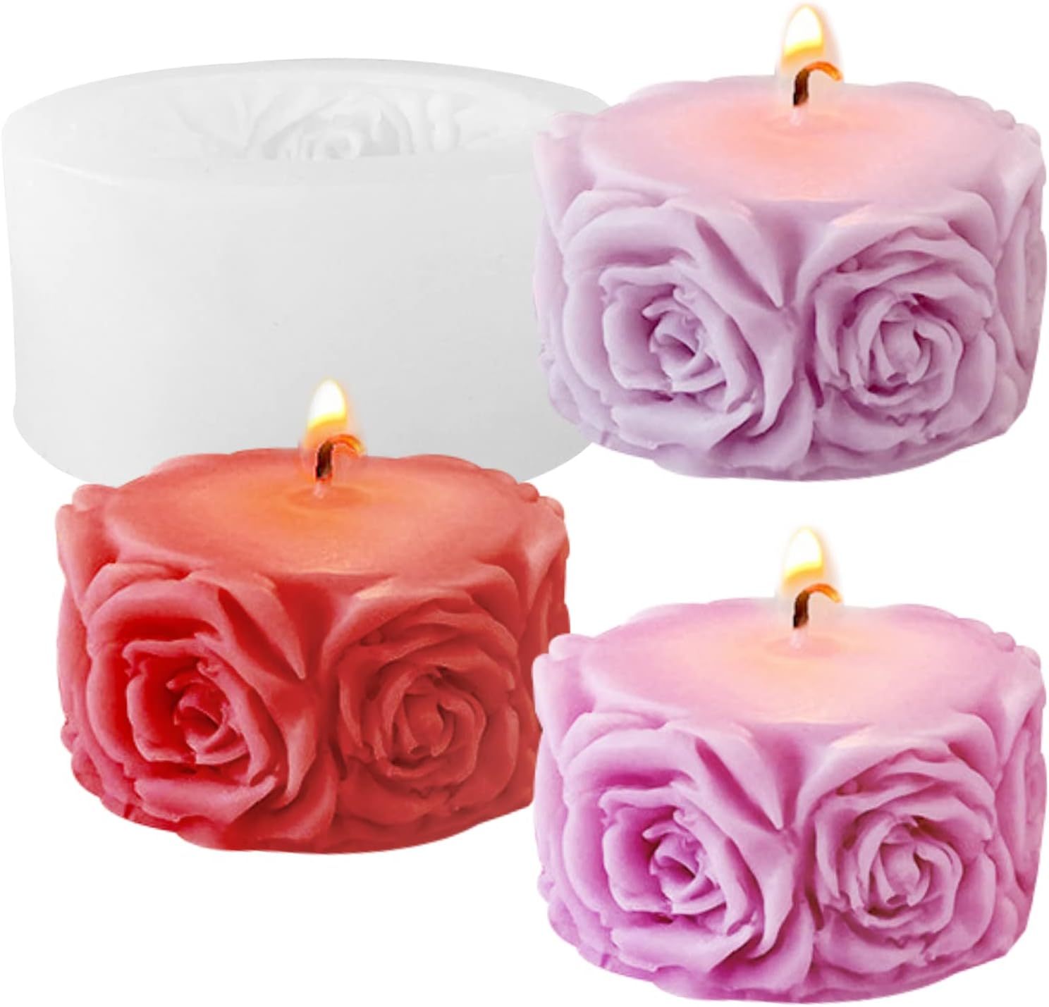Rose Flower Column Candle Silicone Molds