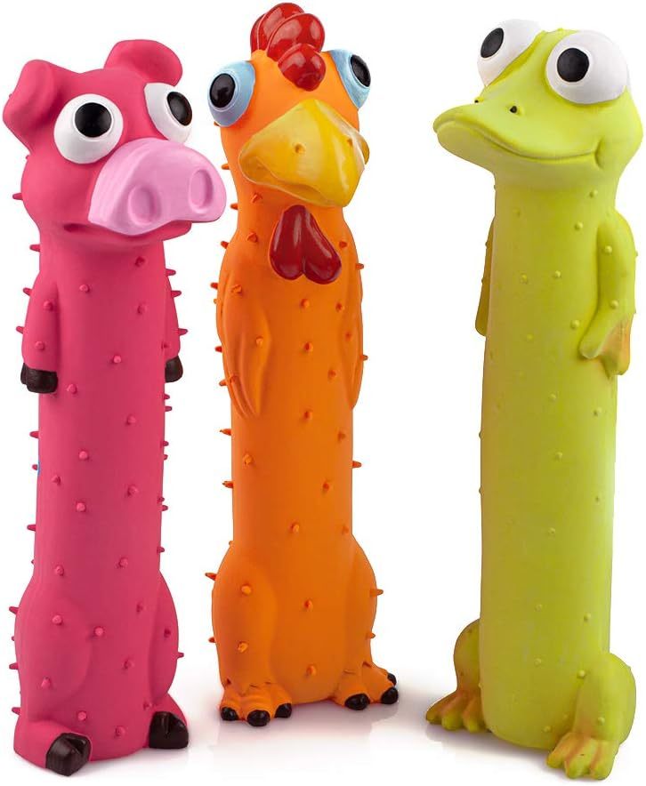 Squeaky silicone Dog Toys,Squeaky silicone Dog Toys Standing Stick Animal Puppy Fetch Interactive Play for Small Medium Dogs