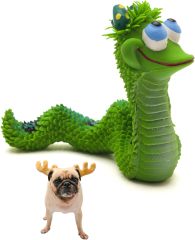 Smiley Snake Sensory Squeaky Rubber Dog Toy,Smiley Snake Sensory Squeaky Rubber Dog Toy for Small & Medium Dogs (Green) Natural Rubber (Latex) Lead Chemical-Free Complies with Same Safety Standards as Children's Toys Soft Unstuffed
