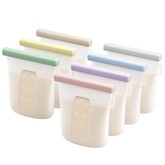 Silicone Breastmilk Storage Bags Reusable,Silicone Breastmilk Storage Bags Reusable, 8oz/240ml Double Leak-Proof Breastmilk Freezer Bags, BPA Free Self-Standing Milk Bags for Breastfeeding, Baby Food Pouches