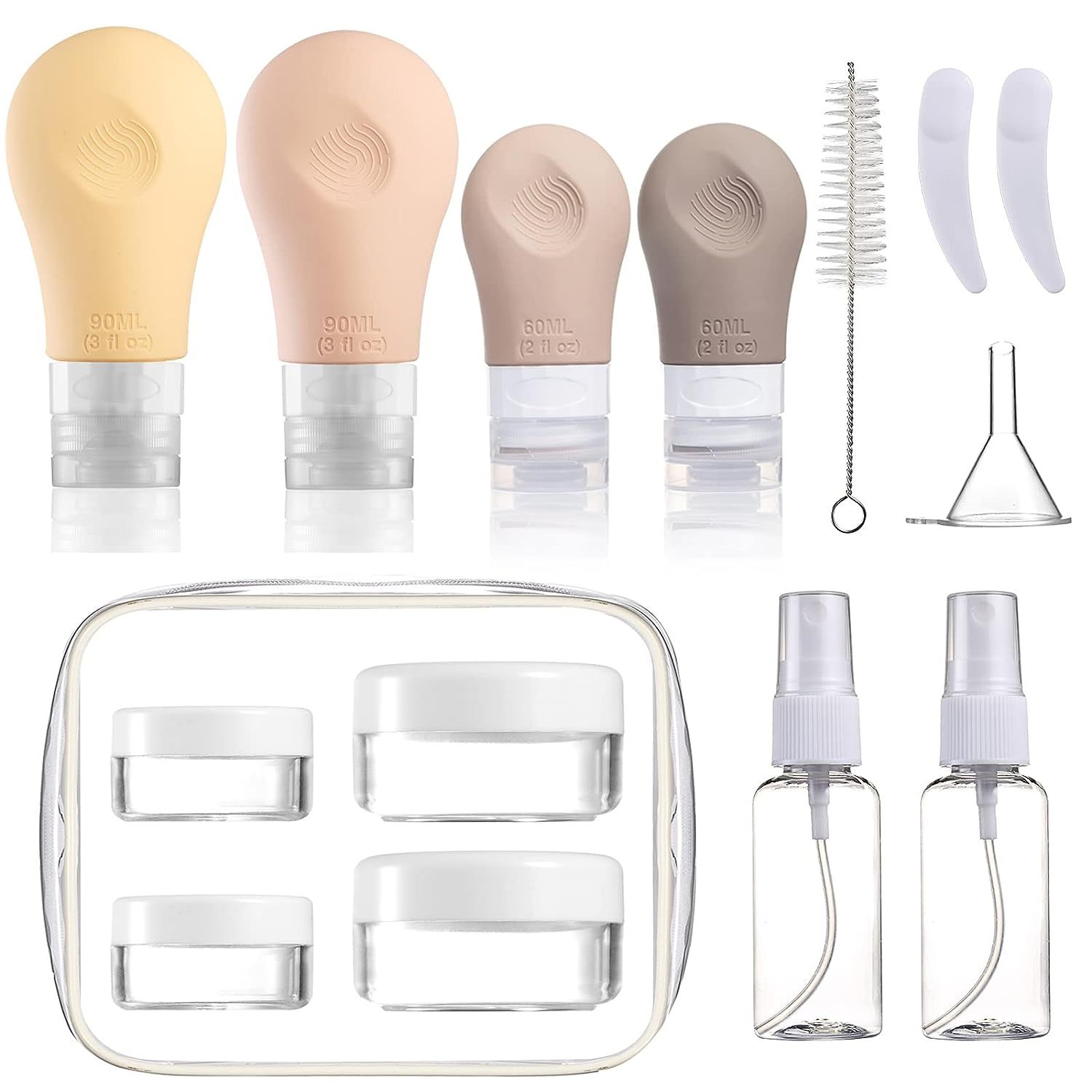 Travel Bottles Set for Toiletries,Travel Bottles Set for Toiletries, Travel Size Containers Leak Proof Silicone Squeezable Tubes Travel Accessories 2oz 3oz for Shampoo Conditioner Lotion Body Wash